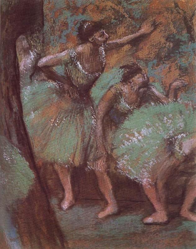 Edgar Degas ballerina wear green dress China oil painting art